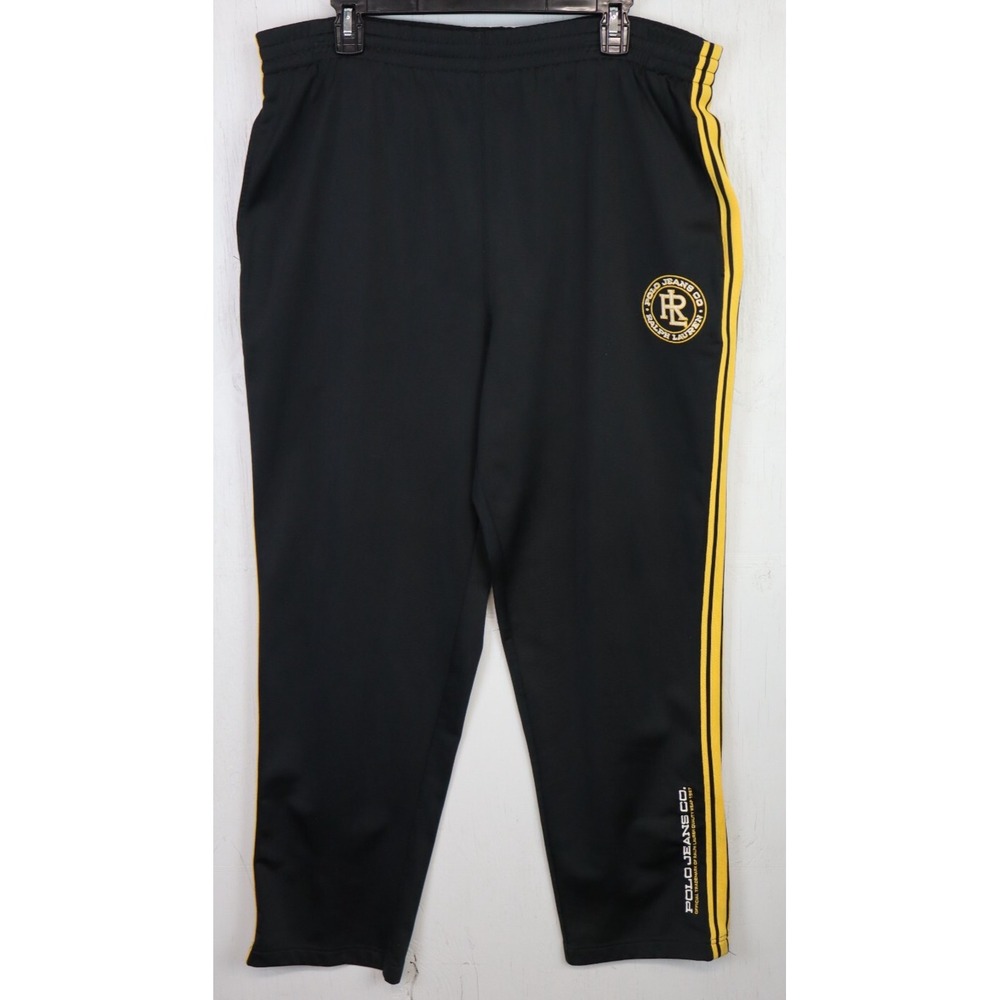 Mens Polo‎ Jeans Co. Sweatpants Sweats Baggy 90s Pants Black Yellow M 36-40x31